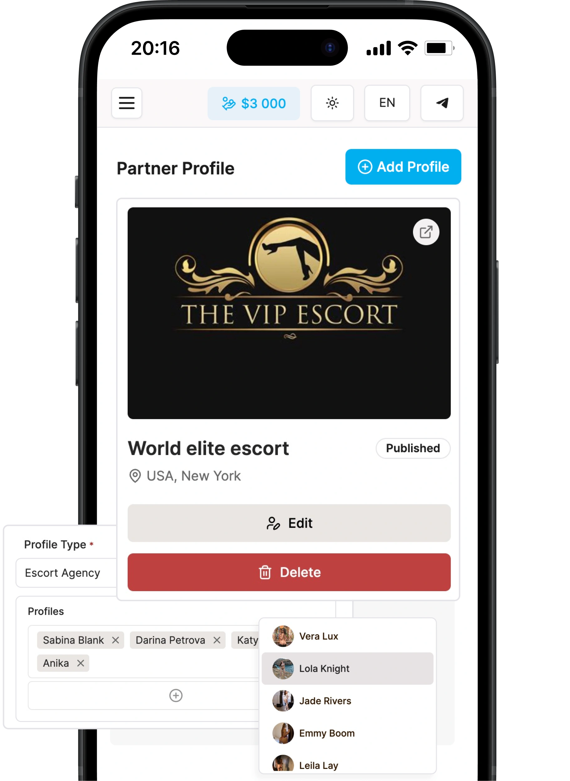 Advanced Profiles for Escort Businesses